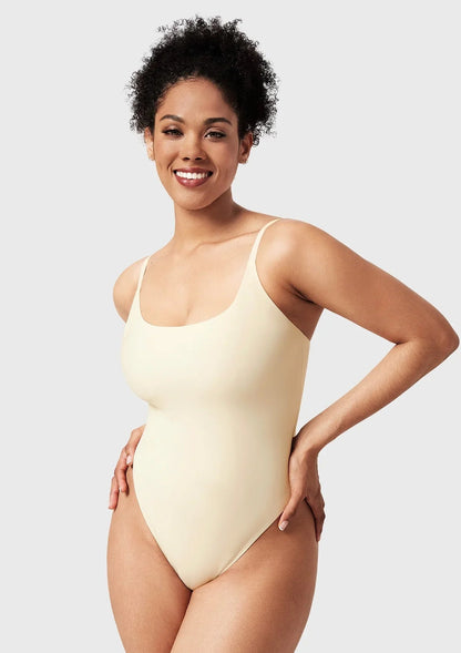 Seamless Comfort Square Neck Sleeveless Bodysuit Backless High Cut Thong Tank Tops