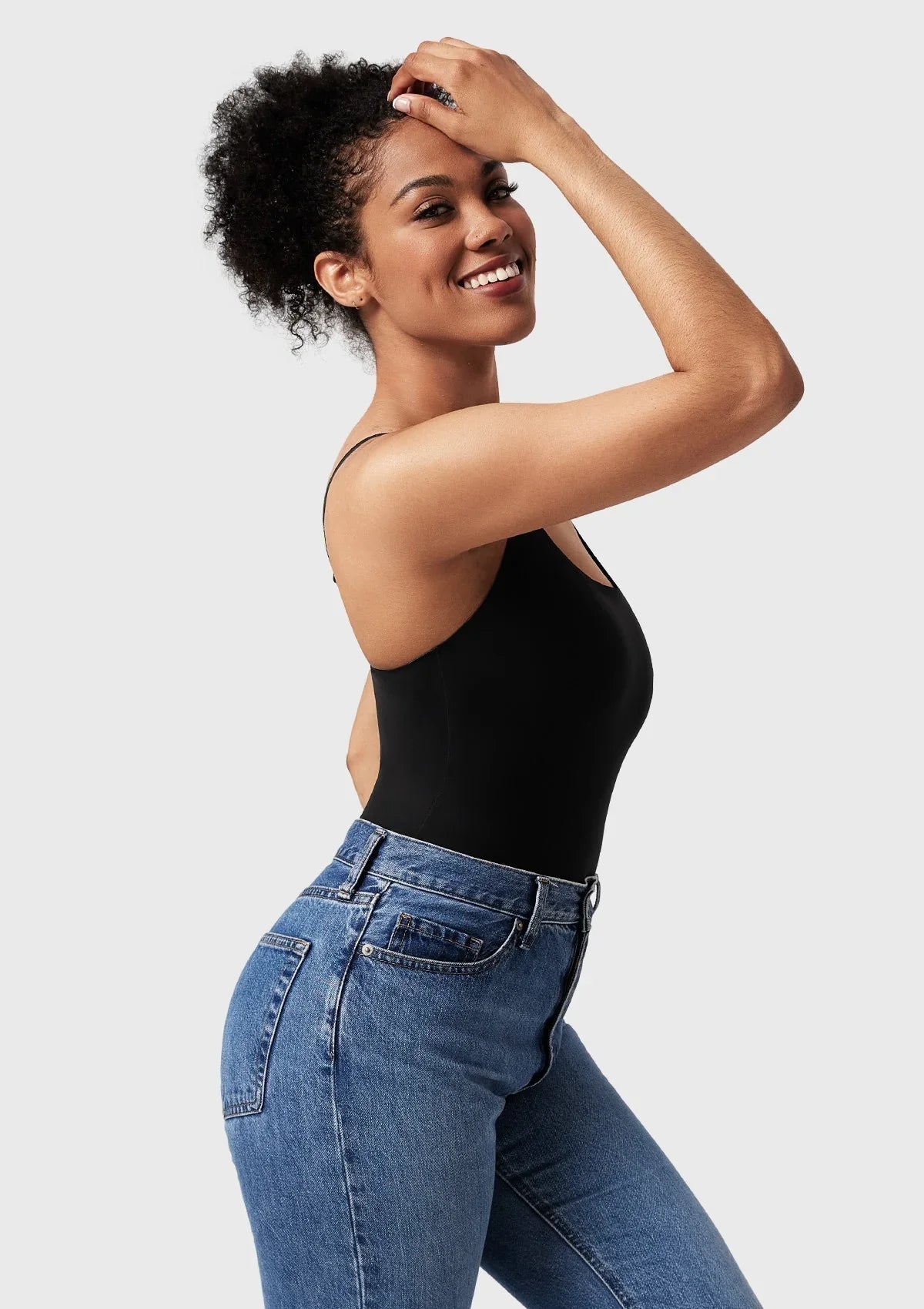 Seamless Comfort Square Neck Sleeveless Bodysuit Backless High Cut Thong Tank Tops