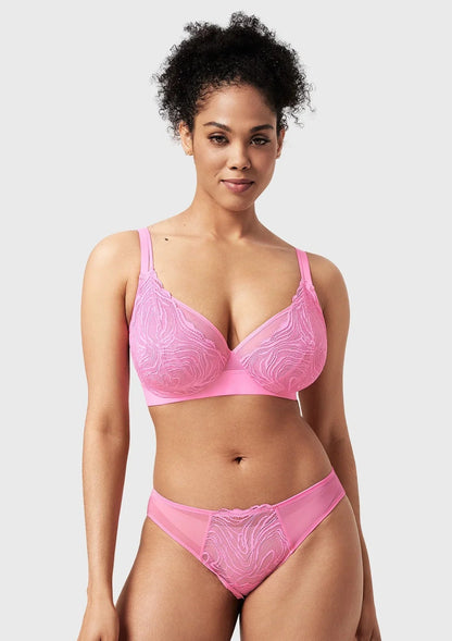 Serenata Flora Linear Lace Sheer Mesh Full Coverage Unlined Underwire Bra
