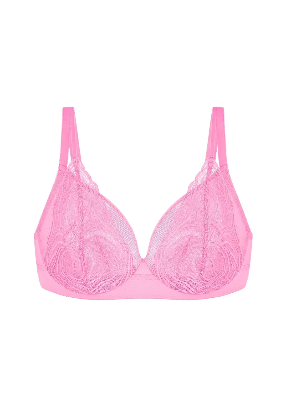 Serenata Flora Linear Lace Sheer Mesh Full Coverage Unlined Underwire Bra