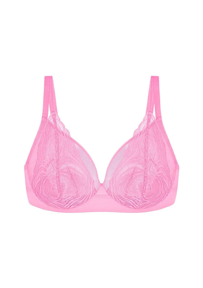 Serenata Flora Linear Lace Sheer Mesh Full Coverage Unlined Underwire Bra