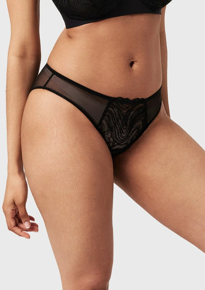 Serenata Floral High-Rise Sheer Mesh Lace Bikini Undewear