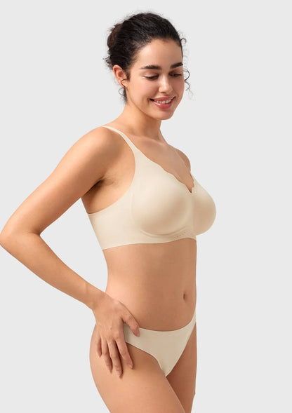 Songful All Day Comfort Petal-shaped V Neckline Wireless Buttery Soft Seamless Full Coverage Wirefree T-shirt Bra
