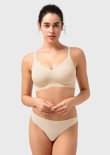Songful All Day Comfort Petal-shaped V Neckline Wireless Buttery Soft Seamless Full Coverage Wirefree T-shirt Bra