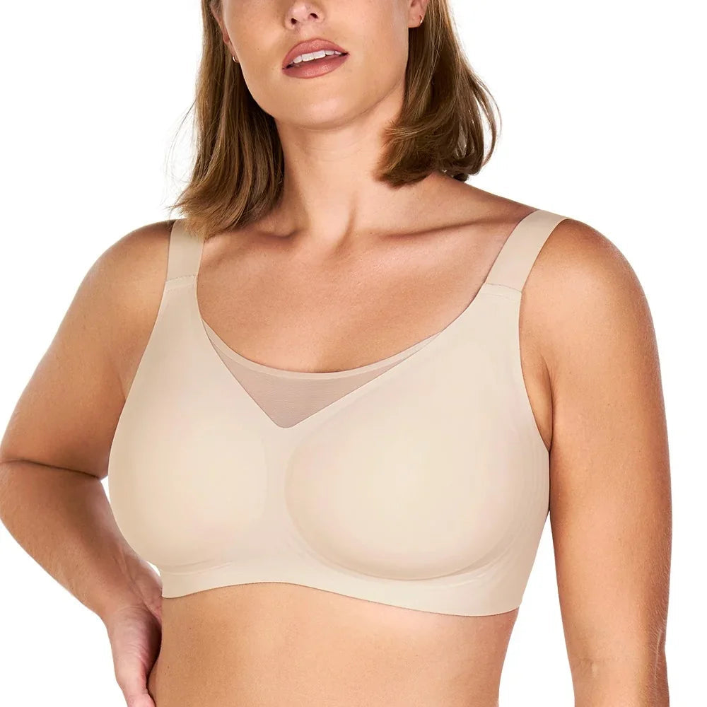 Songful CloudSoft Mesh Plus Size V-Neck Wireless Ultimate Comfort Seamless T-shirt Bra
