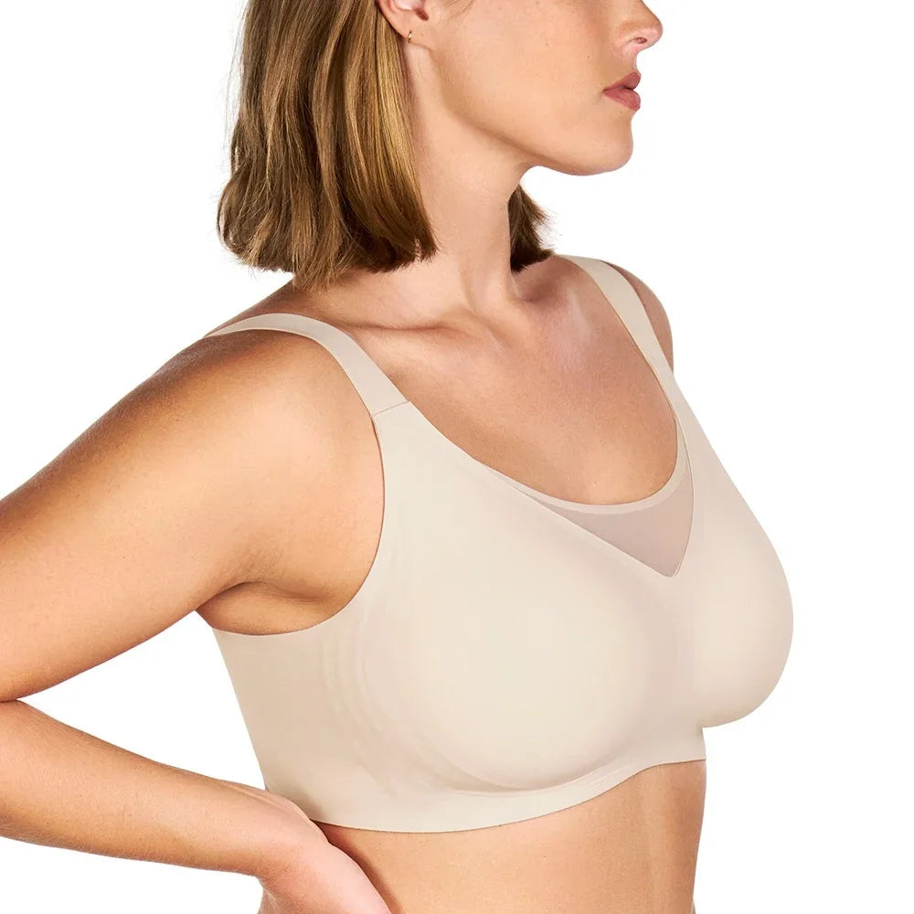 Songful CloudSoft Mesh Plus Size V-Neck Wireless Ultimate Comfort Seamless T-shirt Bra