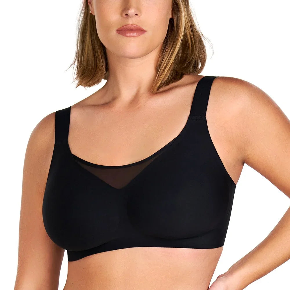 Songful CloudSoft Mesh Plus Size V-Neck Wireless Ultimate Comfort Seamless T-shirt Bra