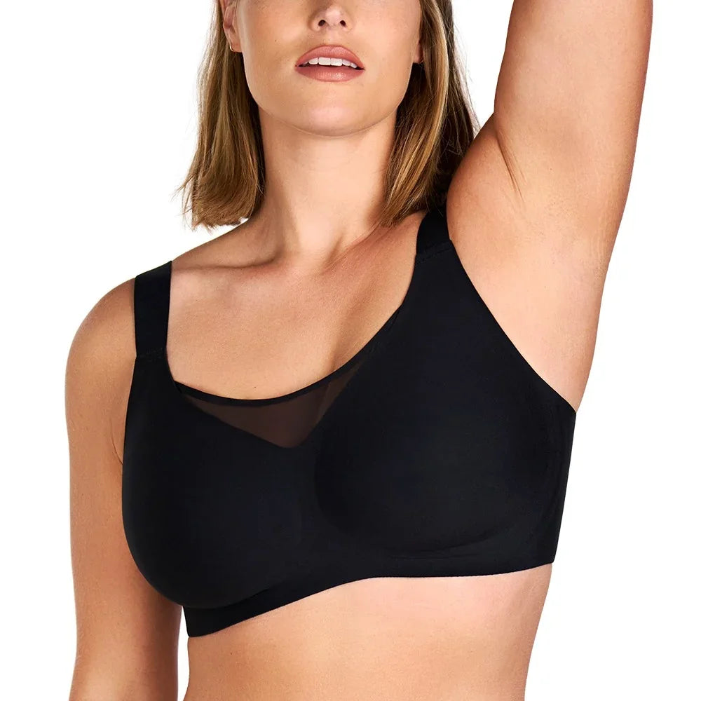 Songful CloudSoft Mesh Plus Size V-Neck Wireless Ultimate Comfort Seamless T-shirt Bra