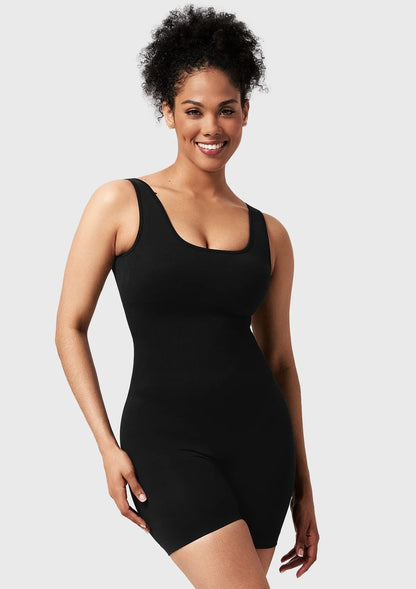 Songful Square Neck Sculpting Tummy Control Bodysuit One Piece Workout Sleeveless Romper