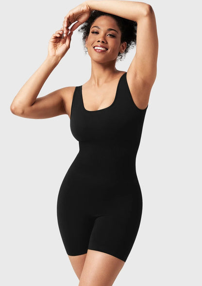 Songful Square Neck Sculpting Tummy Control Bodysuit One Piece Workout Sleeveless Romper
