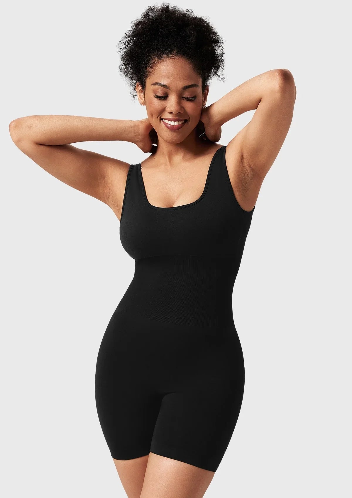 Songful Square Neck Sculpting Tummy Control Bodysuit One Piece Workout Sleeveless Romper