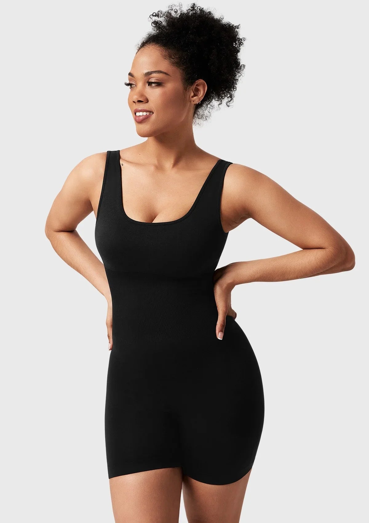 Songful Square Neck Sculpting Tummy Control Bodysuit One Piece Workout Sleeveless Romper