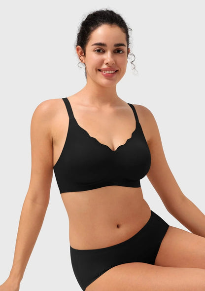 Songful All Day Comfort Petal-shaped V Neckline Wireless Buttery Soft Seamless Full Coverage Wirefree T-shirt Bra