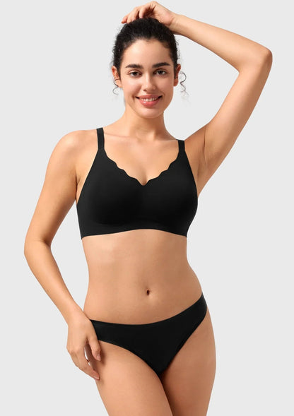Songful All Day Comfort Petal-shaped V Neckline Wireless Buttery Soft Seamless Full Coverage Wirefree T-shirt Bra