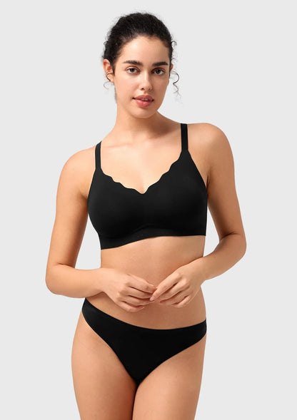 Songful All Day Comfort Petal-shaped V Neckline Wireless Buttery Soft Seamless Full Coverage Wirefree T-shirt Bra