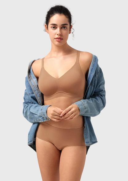 Songful CloudSoft Wireless Comfort  V-Neck Seamless Full Coverage Supportive T-shirt Bra