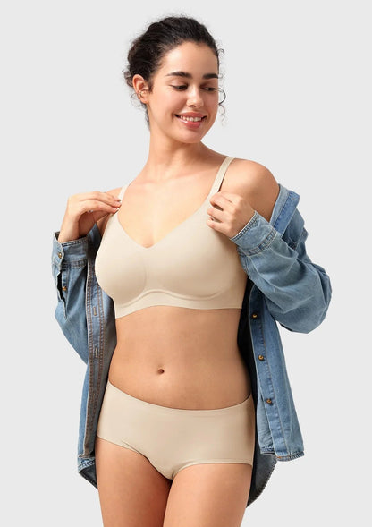 Songful CloudSoft Wireless Comfort  V-Neck Seamless Full Coverage Supportive T-shirt Bra