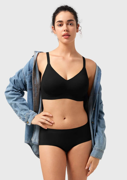 Songful CloudSoft Wireless Comfort  V-Neck Seamless Full Coverage Supportive T-shirt Bra