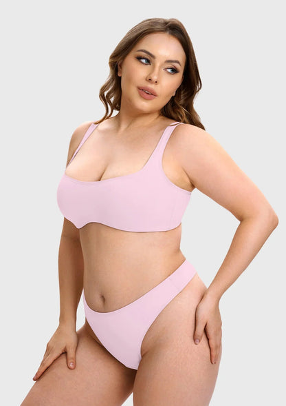 Vespera Square Neckline Full-Bust Demi Bra, Wide Straps, Seamless - HSIA