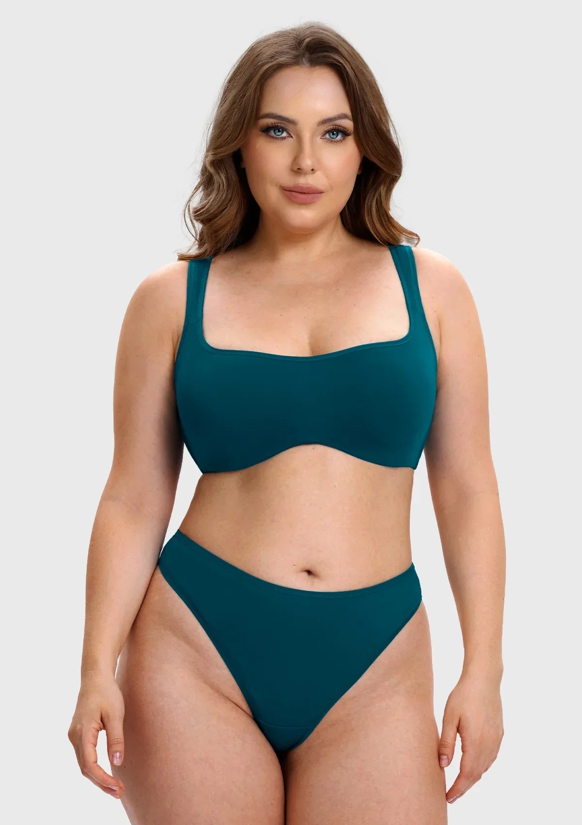 Vespera Square Neckline Full-Bust Demi Bra, Wide Straps, Seamless - HSIA