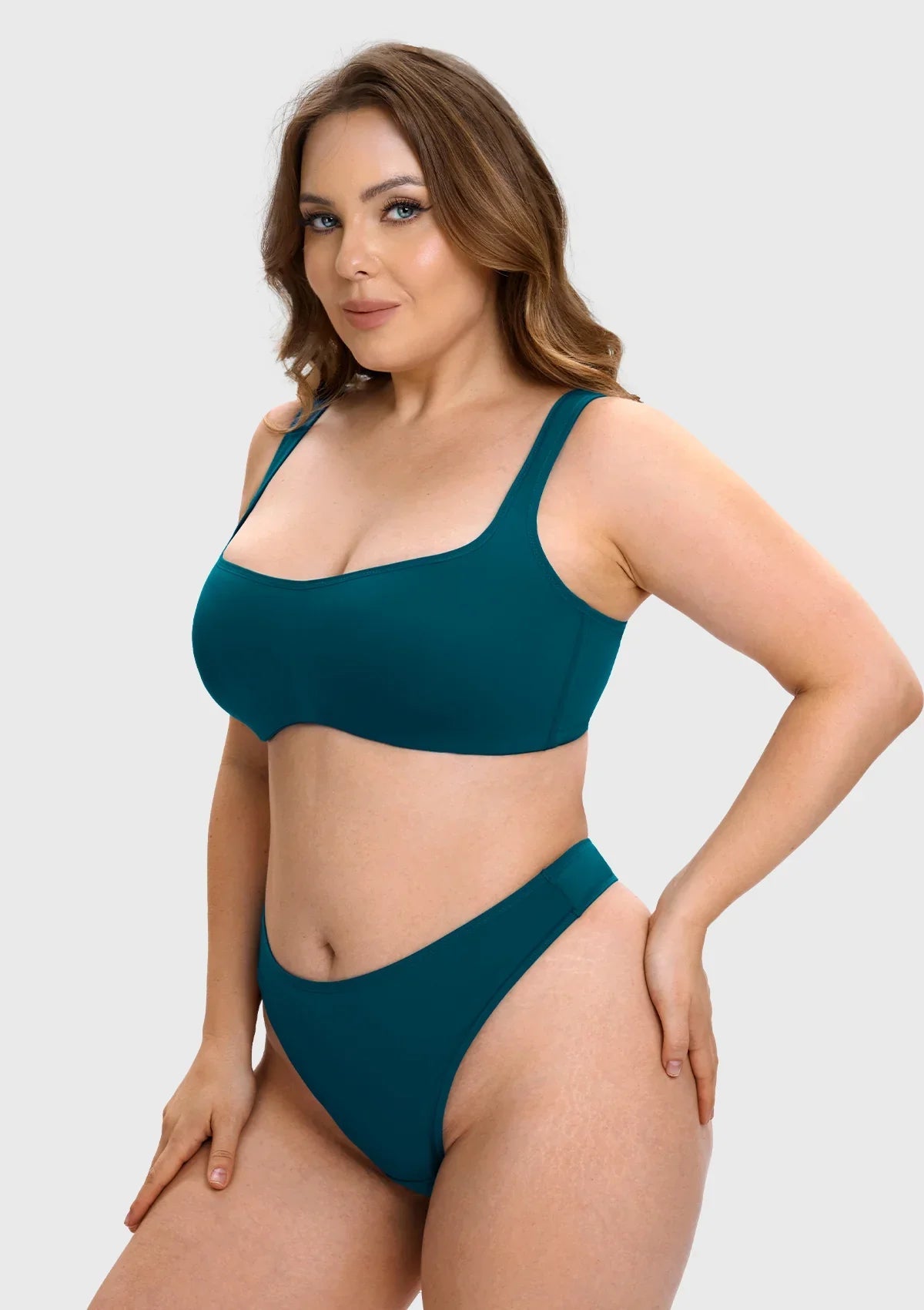 Vespera Square Neckline Full-Bust Demi Bra, Wide Straps, Seamless - HSIA