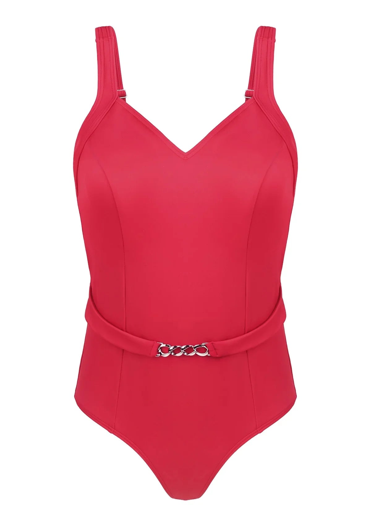 V-Neck Chain Trim One-Piece Swimwear