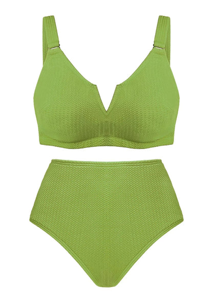 V-wire Plunge Textured Two-piece Bikini Set