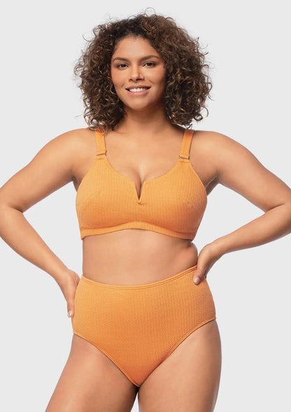 Sandwich Air cup V-wire Plunge Textured Two-piece Bikini Set