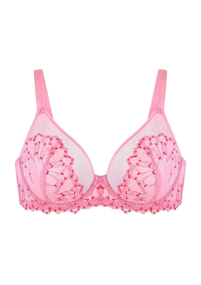 Winter Sonata Embroidered Lace Trim Full Coverage Unlined Underwire Bra