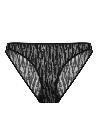 Zebra Wild Breathable Black Mesh Bikini Underwear