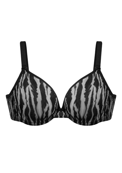 Zebra Wild Black Unlined Underwire Mesh Bra Set