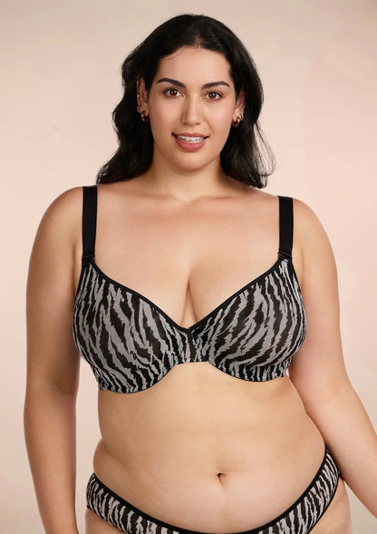 Zebra Wild Unlined Underwire Mesh Bra