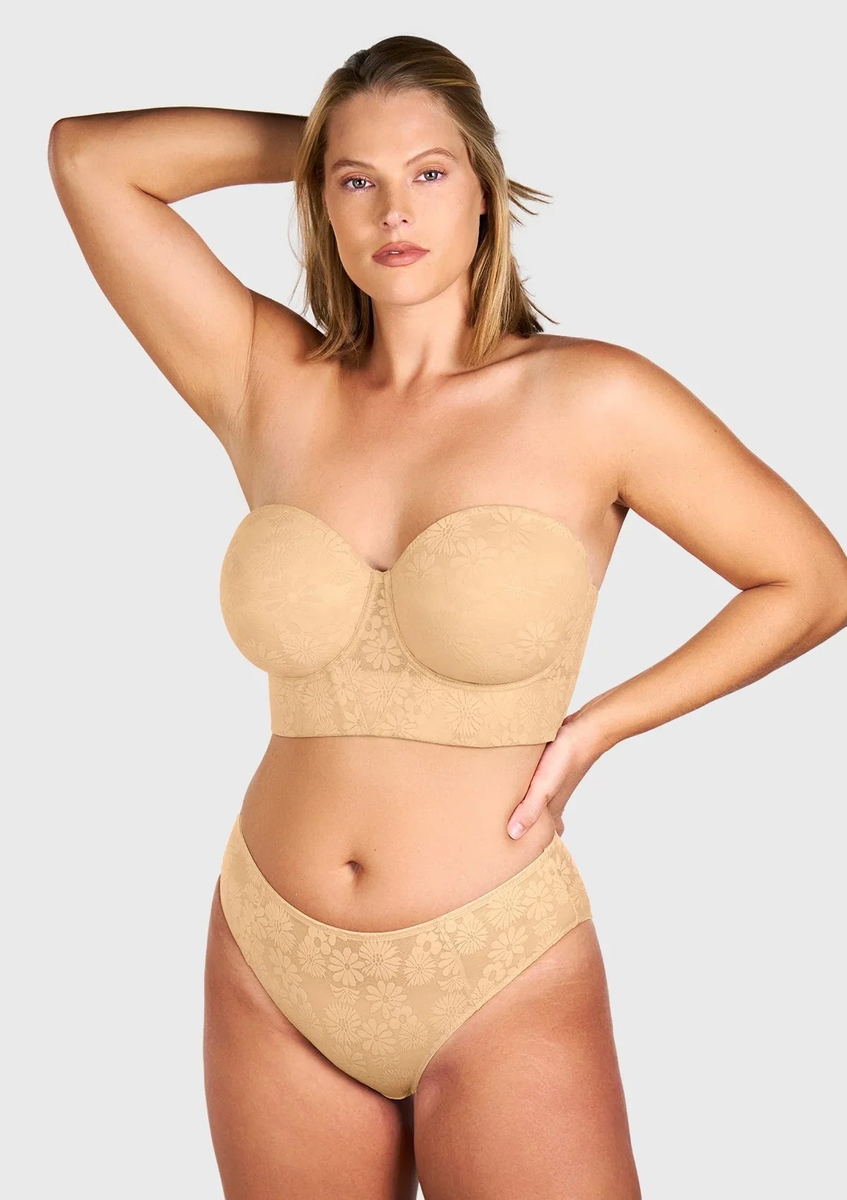 Daisy Smooth Lace Lightly Padded Longline Underwire Strapless Balconette Bra