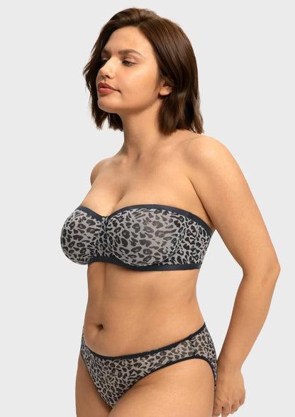 Leopard Unlined Strapless Minimizer Bra