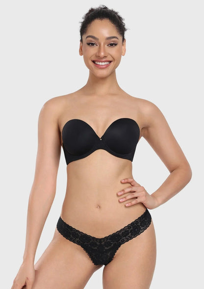 Seamless Lightly Lined Full Coverage Underwire Strapless Bra