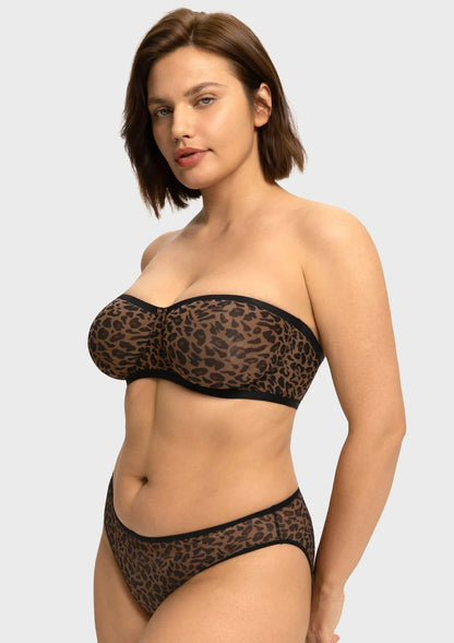 Leopard Unlined Strapless Minimizer Bra