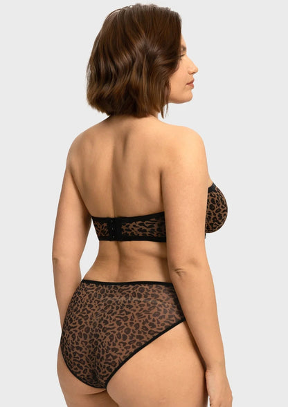 Leopard Unlined Strapless Minimizer Bra
