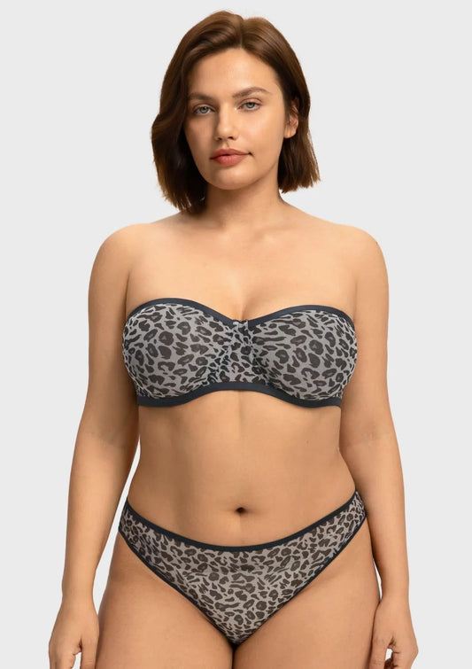 Leopard Unlined Strapless Minimizer Bra