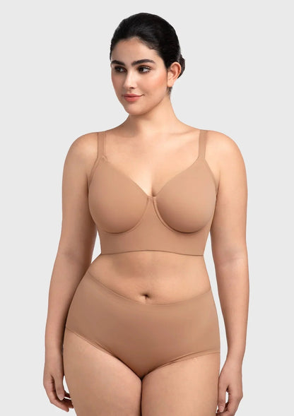 HSIA Delia Plus Size Lightly Padded Seamless Full Coverage Underwire Longline T-Shirt Bra for Fuller Bust