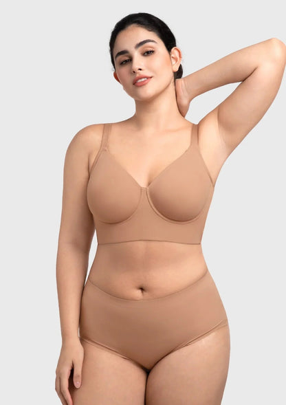 HSIA Delia Plus Size Lightly Padded Seamless Full Coverage Underwire Longline T-Shirt Bra for Fuller Bust