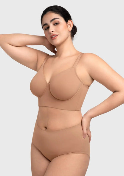 HSIA Delia Plus Size Lightly Padded Seamless Full Coverage Underwire Longline T-Shirt Bra for Fuller Bust