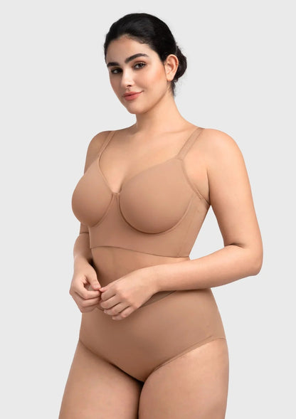 HSIA Delia Plus Size Lightly Padded Seamless Full Coverage Underwire Longline T-Shirt Bra for Fuller Bust