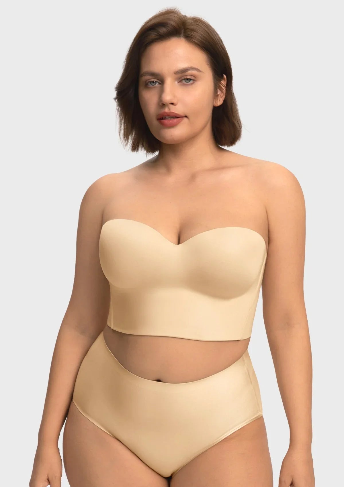 Smooth Satin Longline Strapless Corset Bra