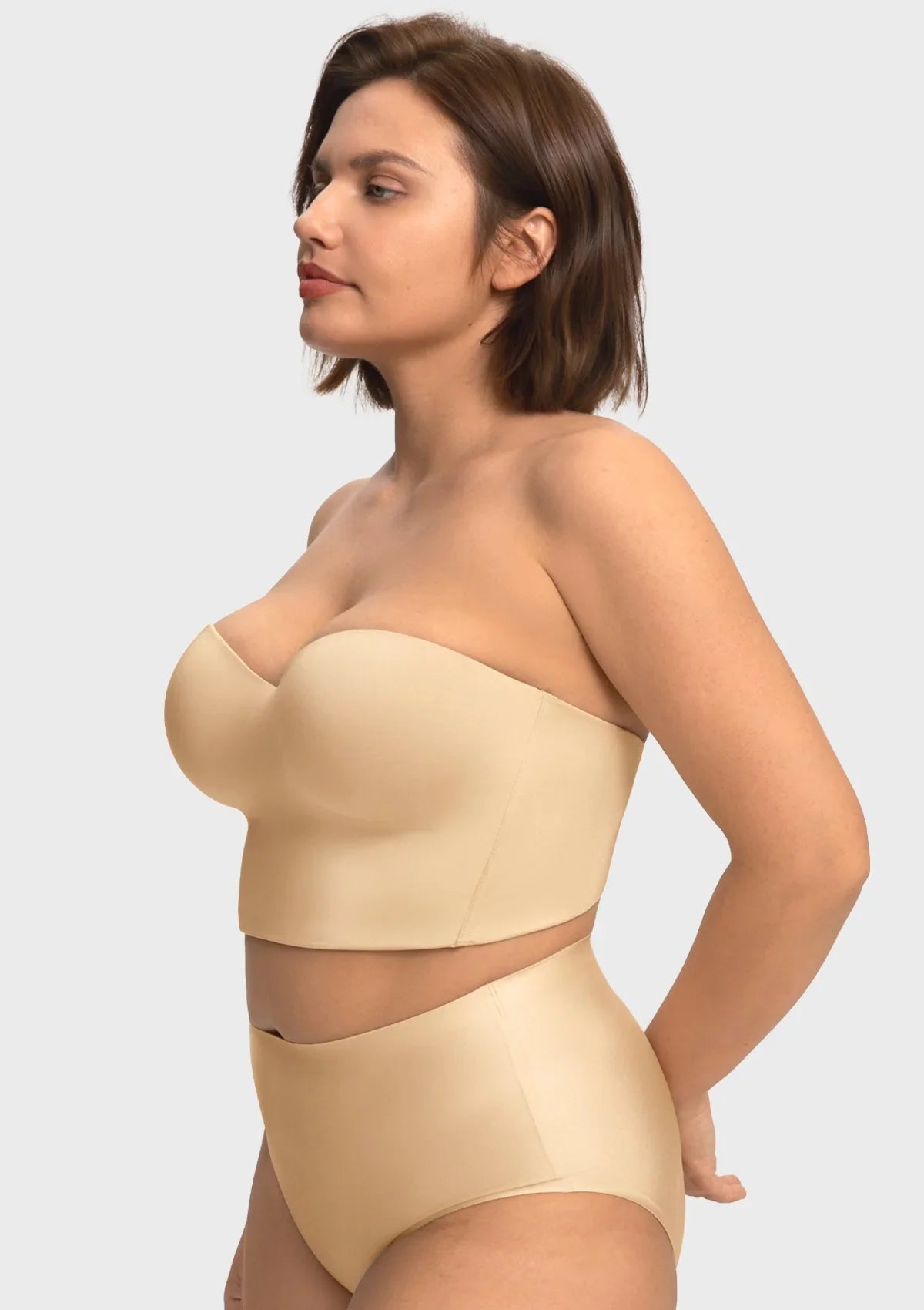 Smooth Satin Longline Strapless Corset Bra