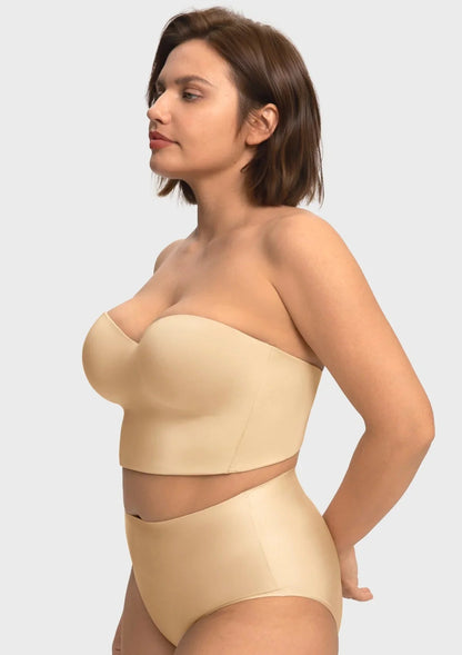 Smooth Satin Longline Strapless Corset Bra