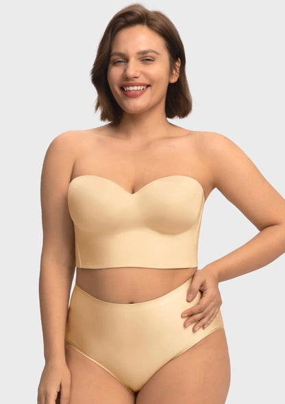 Smooth Satin Longline Strapless Corset Bra