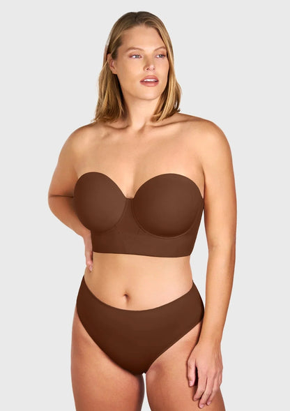 Daisy Smooth Beige Lightly Padded Longline Underwire Strapless Balconette Bra
