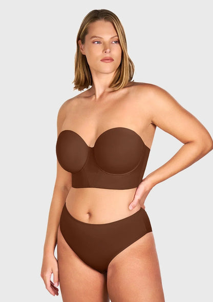 Daisy Smooth Beige Lightly Padded Longline Underwire Strapless Balconette Bra