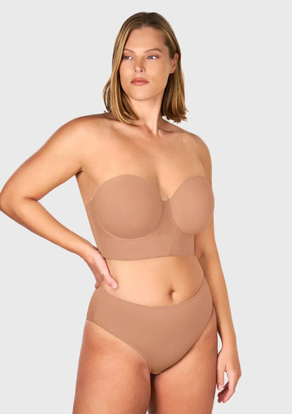 Daisy Smooth Beige Lightly Padded Longline Underwire Strapless Balconette Bra