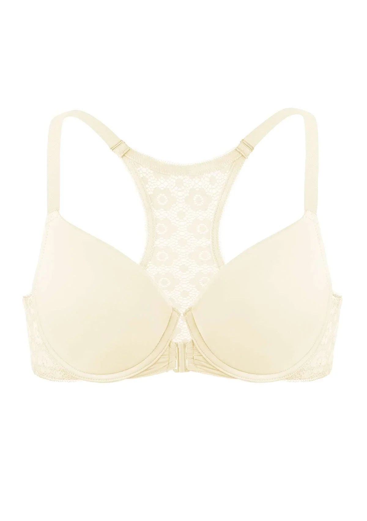 Serena Front-Close Lace-Back Racerback Underwire Bra